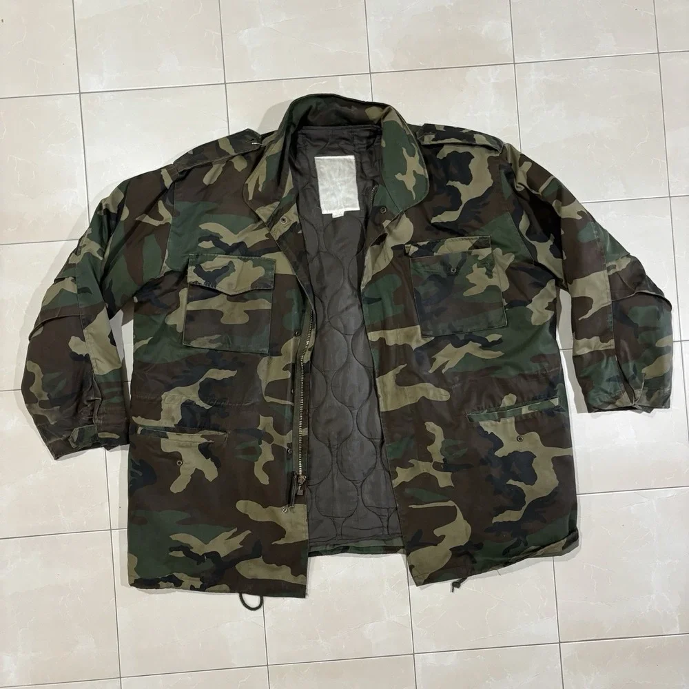 Vintage Military 2 In 1 Jacket Parka Heavy Camo Large Woobie Vest 90s Coat